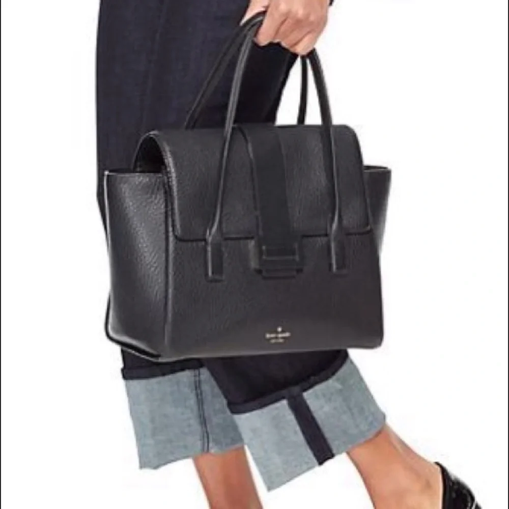 Kate Spade Black Leather Alexa Satchel Carlyle Street - Picture 2 of 8